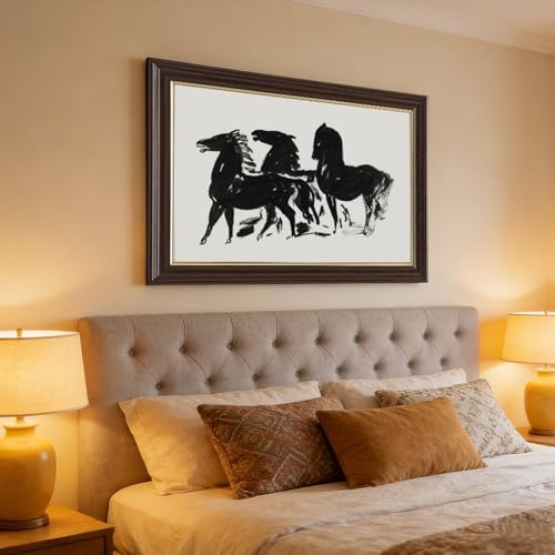 Tableau animaux modernistes trois chevaux noirs pour sublimer le design d'un salon - 4