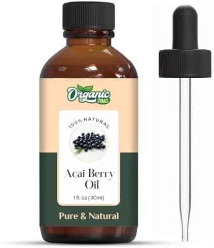 Organic Zing Acai Berry (Euterpe Oleracea) Oil | Pure & Natural Carrier Oil for Skincare, Hair Care & Massage – 30ml/1.01fl oz