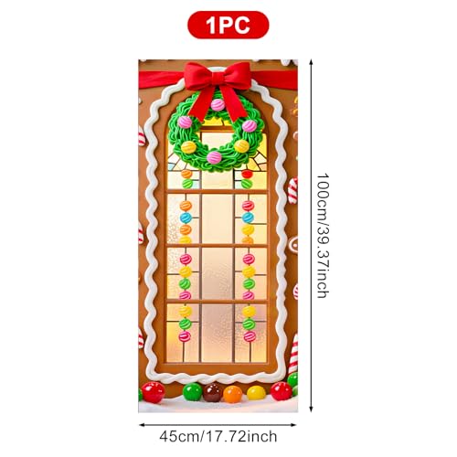 Vinilo decorativo para ventana tema casita de jengibre 39.3x17.7 pulgadas miniatura 3
