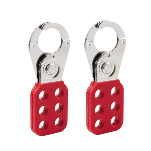 Image of 2 Pack Stainless Steel Lockout Tagout Hasp 6 Hole,Lock Out Tamper-Proof and Impact-Resistant Loto Hasp PA Plastic-Sleeved Handle Heavy Duty