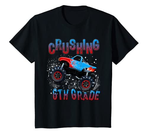 Bambino Ragazzi di 6 ° grado Monster Truck Crushing School Kids Gift Maglietta