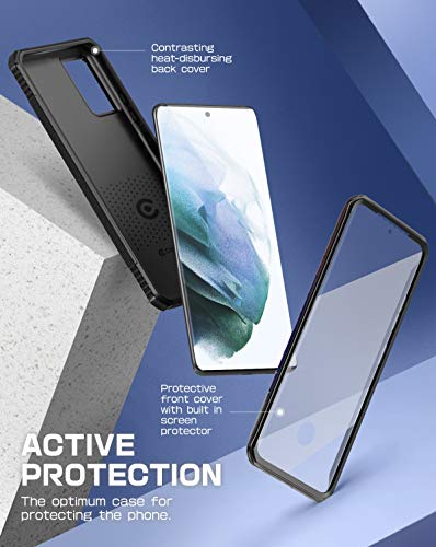 Image of Clayco Polycarbonate Xenon Cover Case for Samsung Galaxy S21 Plus 5G, [Built-in Screen Protector] Full-Body Rugged Cover Case Compatible for Fingerprint Reader, 6.7 inches 2021 Release (Black)