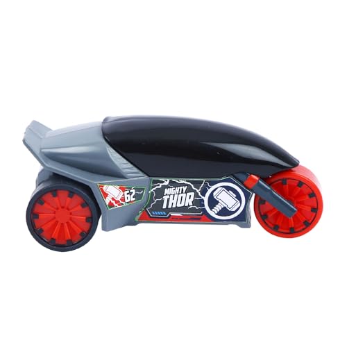 Image of SKOODLE Marvel Pull-Back Rider Bike for Kids - Thor Edition Motorcycles, Marvel Inspired Toy Bikes with Sturdy and Long-Lasting Construction, Enhances Motor Skills and Fun Vehicle Toy for Gift - Grey