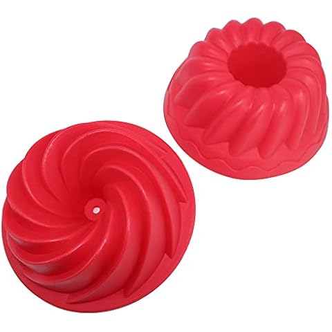 Anluoyi 2 Pcs Silicone Fluted Cake Spiral DIY Mould Pans Silicone Baking Cake Mould Fluted Round Cake Pan for Baking Cake Mold Silicone Cake Tins Donut Muffin 4.25"*1.81" Small Cover