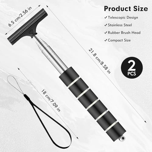 Lorzot 2 Pcs Side Mirror Squeegee, Retractable Car Wiper, Portable Cleaning Tool for Rainy Foggy Weather, Universal Accessories