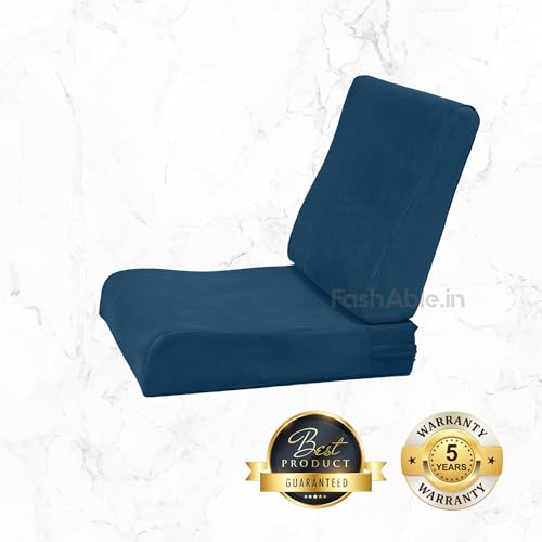 Image of Wooden Sofa Cushion Full Set of 10 for 5 Seater, 55 Density PU Foam, & Fully Customizable-Cushion for Wooden Sofa with Washable Fabric and Inner Fabric 3+1+1 (Blue)