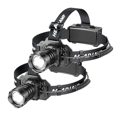 Curtsod Headlamp Rechargeable, 2-Pack 1200 Lumen Super Bright with White Red LED Head Lamp Flashlight, 12 Modes, Motion Sensor, Waterproof, Outdoor Fishing Camping Running Cycling Headlight