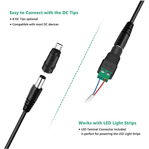 مصدر طاقة يونيفرسال 30 واط بتيار متردد مستمر مع 8 مقابس تحويل لـ 3 4.5 5 6 7.5 9 12 فولت للاستخدامات المنزلية شريط ليد - تيار اقصى 2000 ميلي امبير يو اس بي مايكرو من سيبا