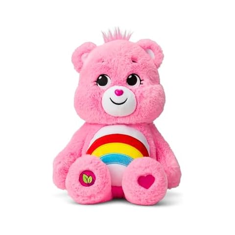 Care Bears 14" Cheer Bear Plushie - Medium Size - Pink Plushie for Ages 4+ – Perfect Stuffed Animal Holiday, Birthday Gift, Super Soft and Cuddly – Good For Girls and Boys, Employees, Collectors Cover