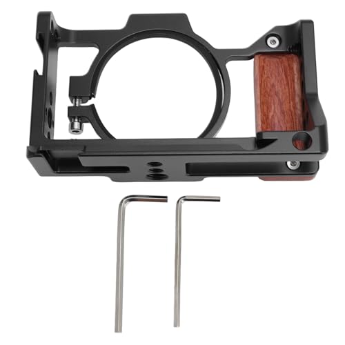 Image of Aluminum Camera Cage Stabilizer - Wood Handle with 3 /8in 1 /4in Threaded Holes for ZV-1 II ZV-1F