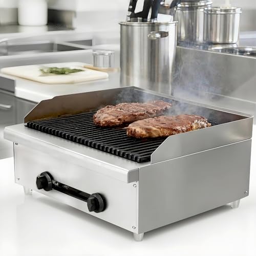 24 Inch Commercial Gas Lava Rock Charbroiler,...