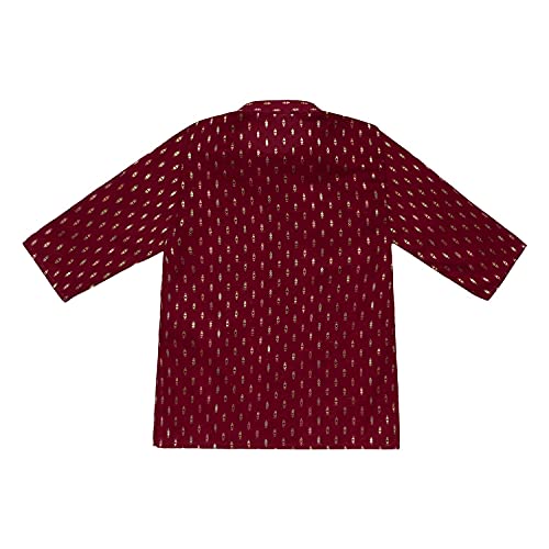 superminis Boy's Cotton Kurta with Dhoti - Golden Thread Work, Round Collar, Full Sleeves, Side Button Kurta Set for Ethnic Wear