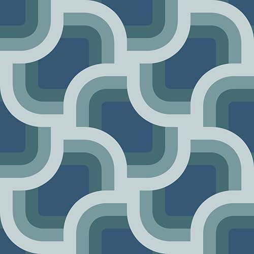 Nicole Miller New York Retro Geo Peacock Blue Peel & Stick Wallpaper by Graham & Brown - Used condition - US$34.03
