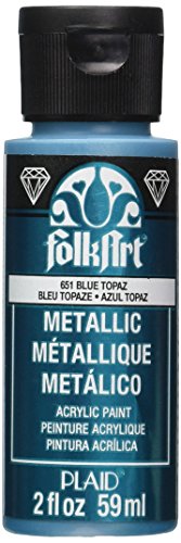 FolkArt Metallic Acrylic Paint in Assorted Colors (2 Ounce), 651 Blue Topaz