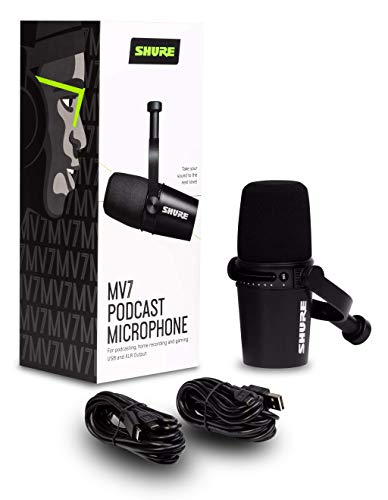 Shure Mv7 Usb Microphone + On Stage Desktop Stand Bundle For Podcasting, Recording, Streaming & Gaming, Built-In Headphone Output, All Metal Usb/Xlr Dynamic Mic, Voice-Isolating Technology - Black #TOP5