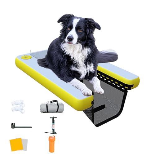Hunderampe Aufblasbare Hunde Aufblasbare Hunderampe Für Pools/Seen/Yachten/Anlegestellen – Faltbare Aufblasbare Hunderampe Für Boote – Rutschfeste Hundebootrampe Mit Hoher Stabilität(Yellow)