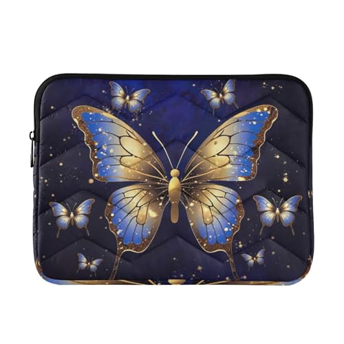 Funda Azul Dorado Mariposa para Portátiles 13-14 Pulgadas miniatura 1