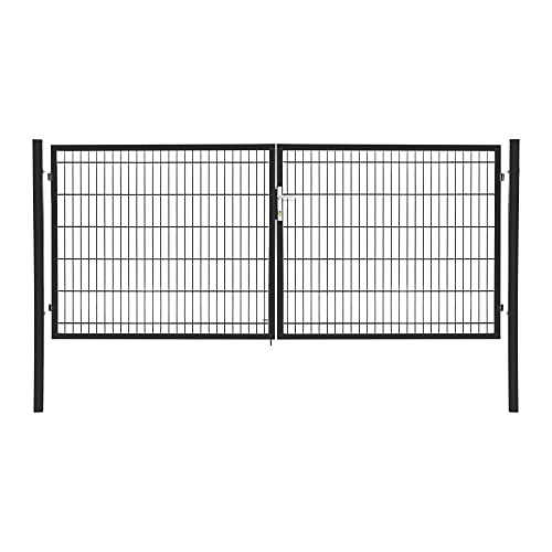 Doppelflügeltor Flügeltor Einfahrtstor Gartentpforte Doppeltor Hoftor Gartentor, Farbe:Grün, Gartenpforte Breite:3x1.2m