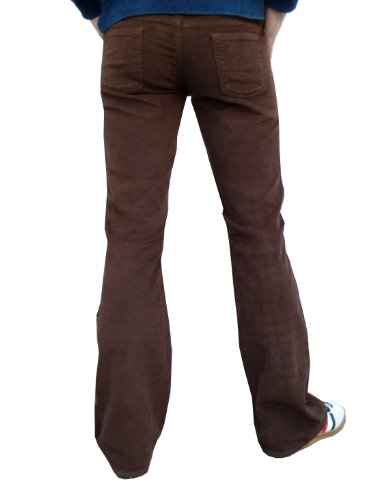 Mens Brown Corduroy Bootcut Bootleg Pants Trousers Indie Mod Hippie3