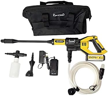RocwooD Cordless Electric Pressure Washer 320PSI. Portable 20V Water Power Washers With Battery & Charger. With Free Universal Cleaner For Car Wash, Driveway, Patio, Deck, Garden, Yard & House.