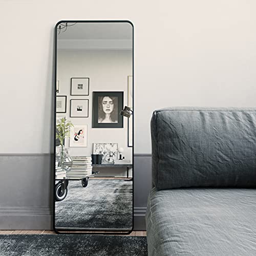 Beautypeak Black Full Length Mirror, Rounded Floor Mirror Standing Hanging Or Leaning Against Wall Dressing Room Mirror Full Length, 60"X20" #TOP26
