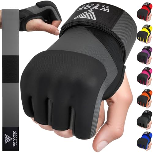 Image of WYOX Neoprene Gel Boxing Hand Wraps Inner Gloves for Men & Women - 80cm /31in Quick Wrist Strap, Padded Knuckle Protection, Fingerless MMA Muay Thai Kickboxing Wraps for Training & Martial Arts