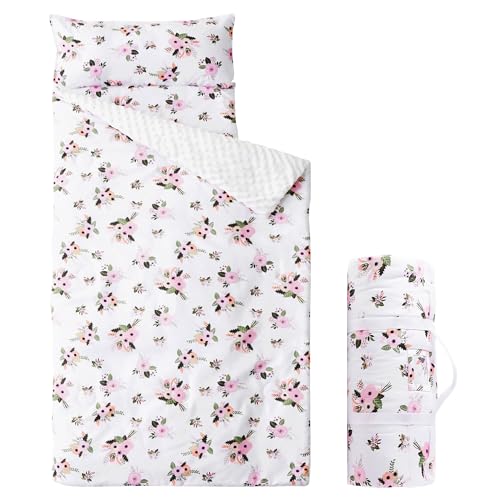 Image of Bunnikins & Clover Toddler Nap Mat with Removable Pillow, Nap Mats for Preschool, Easy Clean Toddler Nap Pad for Kindergarten, Kids Sleeping Bag for Travel Camping