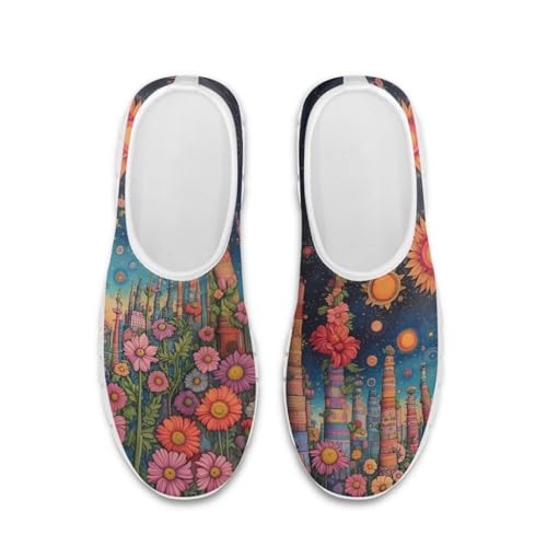 Image of Floral Sneakers for Women Colorful Art Shoes for Women Slip On Casual Work Shoes