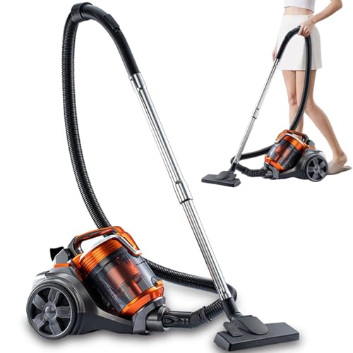 Aspiradora Cilíndrica Ciclónica Sin Bolsa de 3600W, Ligera para Alfombras y Suelos Duros, Aspiradora para el Hogar con Manguera Extensible y Accesorios