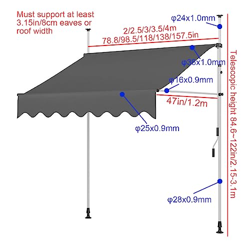 Toldo retráctil independiente de 2,5m con estructura robusta e impermeabilidad total 5