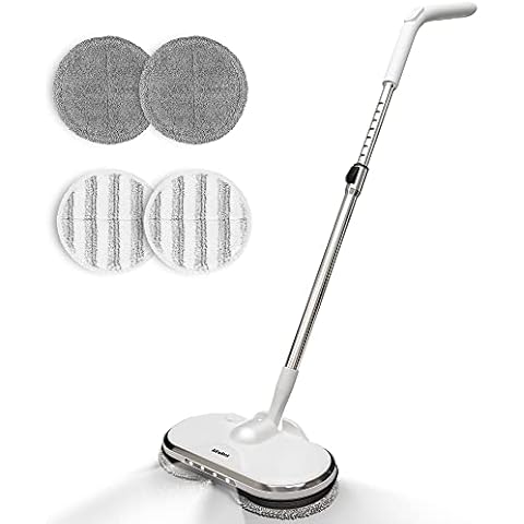 Cordless Electric Mop for Floor Cleaning, AlfaBot WS-24 Electric Spin Mop, Electric Mop with Water Sprayer and LED Headlight, Lightweight & Rechargeable Floor Scrubber for Hardwood Tile Floors Cover