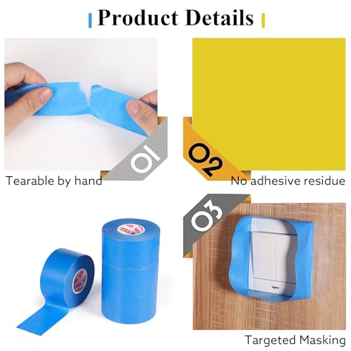Image of 4 Rolls Painters Tape Blue Painters Tape 2 Inch Wide 1.89 in x 220 Yd Total