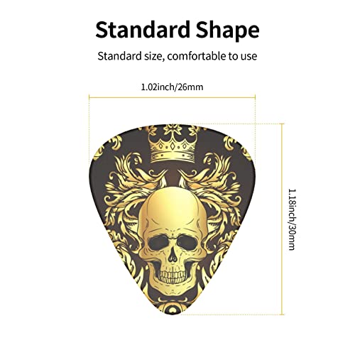Lot de 12 médiators de guitare avec tête de mort dorée et couronne baroque noire pour guitare électrique, basse acoustique, cadeau idéal pour les amateurs de guitare acoustique - Les Beatles, Paul McCartney, John Lennon, RIngo Starr, George Harrison Lot de 12 médiators de guitare avec tête de mort dorée et couronne baroque noire pour guitare électrique, basse acoustique, cadeau idéal pour les amateurs de guitare acoustique – Image 6