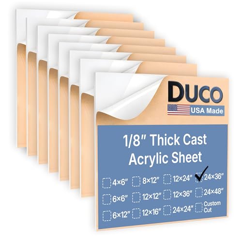 Image of Duco White Cast Acrylic Sheets 1 /8 inch (3mm) Thick 24 inch x 36 inch - 8 Pack of USA-Made Translucent White Plexiglass Sheet - Shatter Resistant Acrylic Board for Signs, Displays, Frames, & Decorative Projects