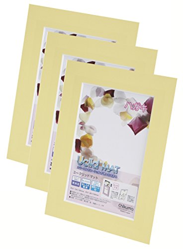 Chikuma フォトフレーム Uclidマット ハガキ イエロー 3冊セット 30337-4
