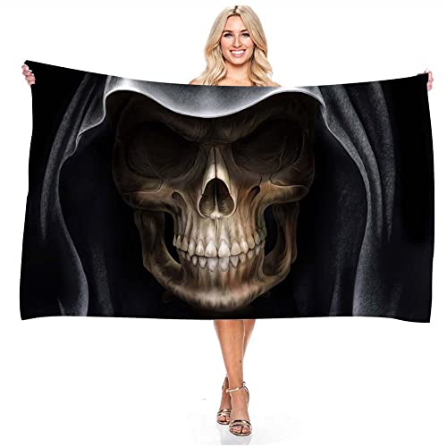JXSMYT Totenkopf Strandtuch Kinder Jungen,Mikrofaser Handtuch Strandhandtuch Schnelltrocknend,Badetuch Picknickdecke Strandmatte (A01,70x140cm) Cover