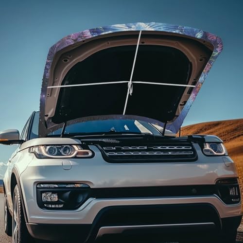 Image of 3.35 Ft Butterfly Rainbow Prints Car Hood Cover Polyester Elastic Fabric Waterproof Universal Fit Car Cover 39inches59inches /100cm150cm