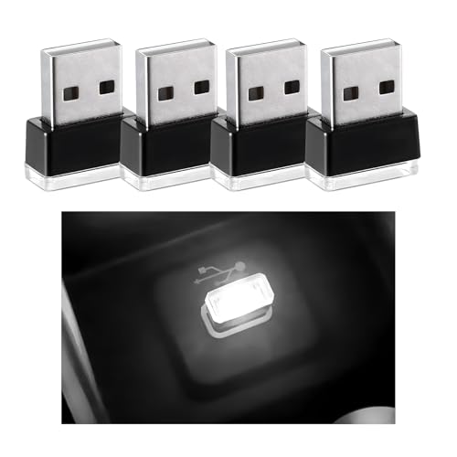 Lámpara LED ambiental interior para auto, 4 piezas USB