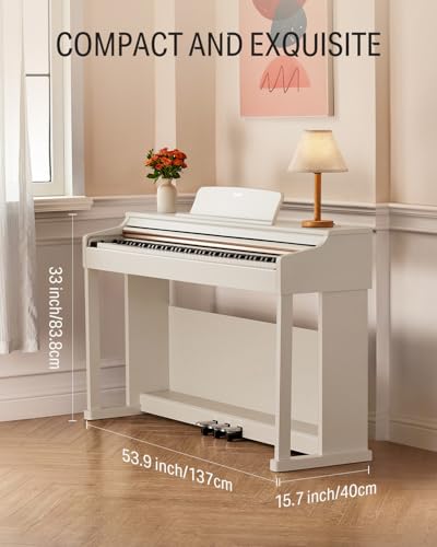 Donner DDP-100 88-Key Weighted Action Digital Piano, Beginner keyboard piano Bundle with Furniture Stand, Power Adapter, White - image 7