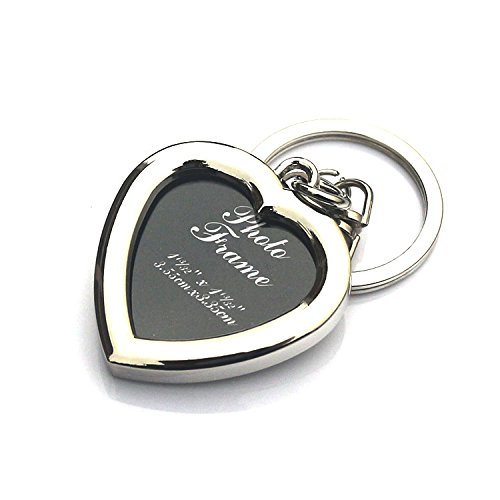 Preisvergleich Produktbild AHIMITSU Liebe-Herz Foto Frame Keychain Paar Geschenk Schlüsselanhänger Bild Souvenir Schlüsselanhänger (Silber)