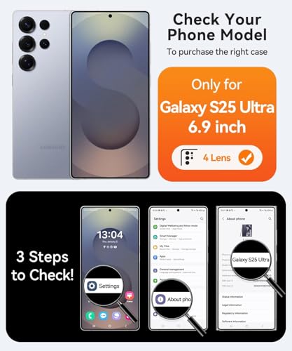 Image of Back Cover Case for Samsung Galaxy S25 Ultra | Back Cover with Mag-Safe | Transparent & Black Mobile Phone Back Cover for Samsung Galaxy S 25 Ultra / S25 Ultra | Anti Yellow TPU Back Cover