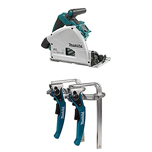 Makita DSP600ZJ Akku-Tauchsäge 56mm 2x18V (ohne Akku, ohne Ladegerät) im MAKPAC + Klemmzwingen Set 2stk.