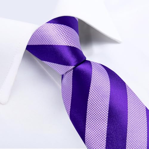 Image of DiBanGu Mens Tie Silk Plaid Striped Necktie and Pocket Square Cufflinks Tie Clip Set with Gift Box Formal Wedding Party