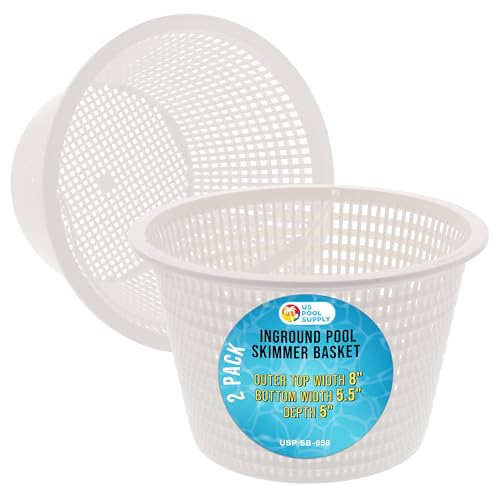 U.S. Pool Supply Swimming Pool Plastic Skimmer Replacement Basket (Set of 2) - Skimmer Basket for Inground Pool, Skim Filter Remove Leaves and Debris - 8' Top, 5.5' Bottom, 5' Deep - Not Weighted