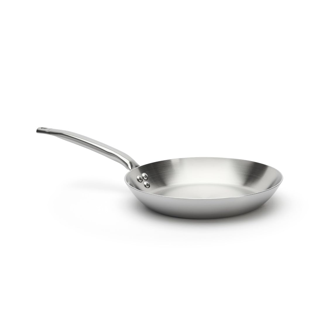 De Buyer - Poêle à frire en inox 3 couches ALCHIMY - 28 cm - Fabriquée en France, Maîtrise de la Cuisson, Inox 18/10, Tous Feux + Four, Finition Poli Brossé