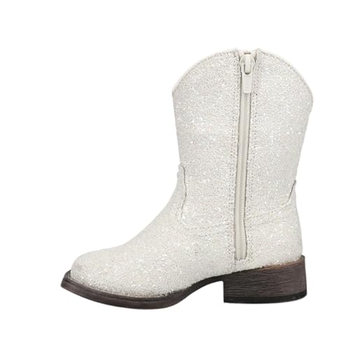ROPER Toddler Girls Galore Glitter Square Toe Casual Boots Mid Calf - White3