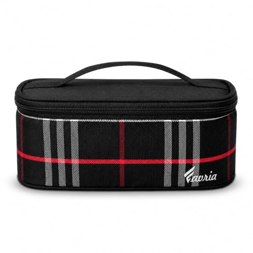 Image of Favria Insulated Lunch Bag for Office Use, College & School | Men Women Lunch Box Carry Bag | Kids Tiffin Bags | Holds 3 Containers | Cutlery Pocket (Flat Black Lunch Bag)