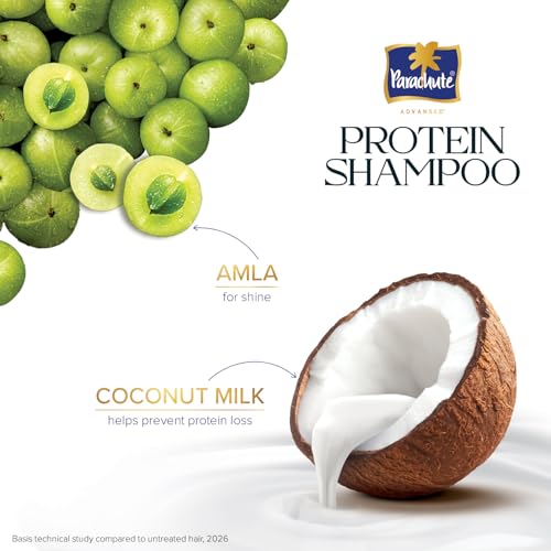 Image of Parachute Advansed Protein Shampoo with Coconut Milk & Amla | Up to 48 hr Shine | Ultra Shine | Protein Lock Technology | Paraben free | For Men & Women | 1.2L