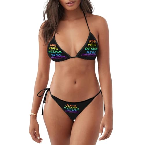 Custom Faces Swimsuit Women's Two Piece Sexy Swimwear Personalized Funny Bikini Sets Custom Your Own Text Photo