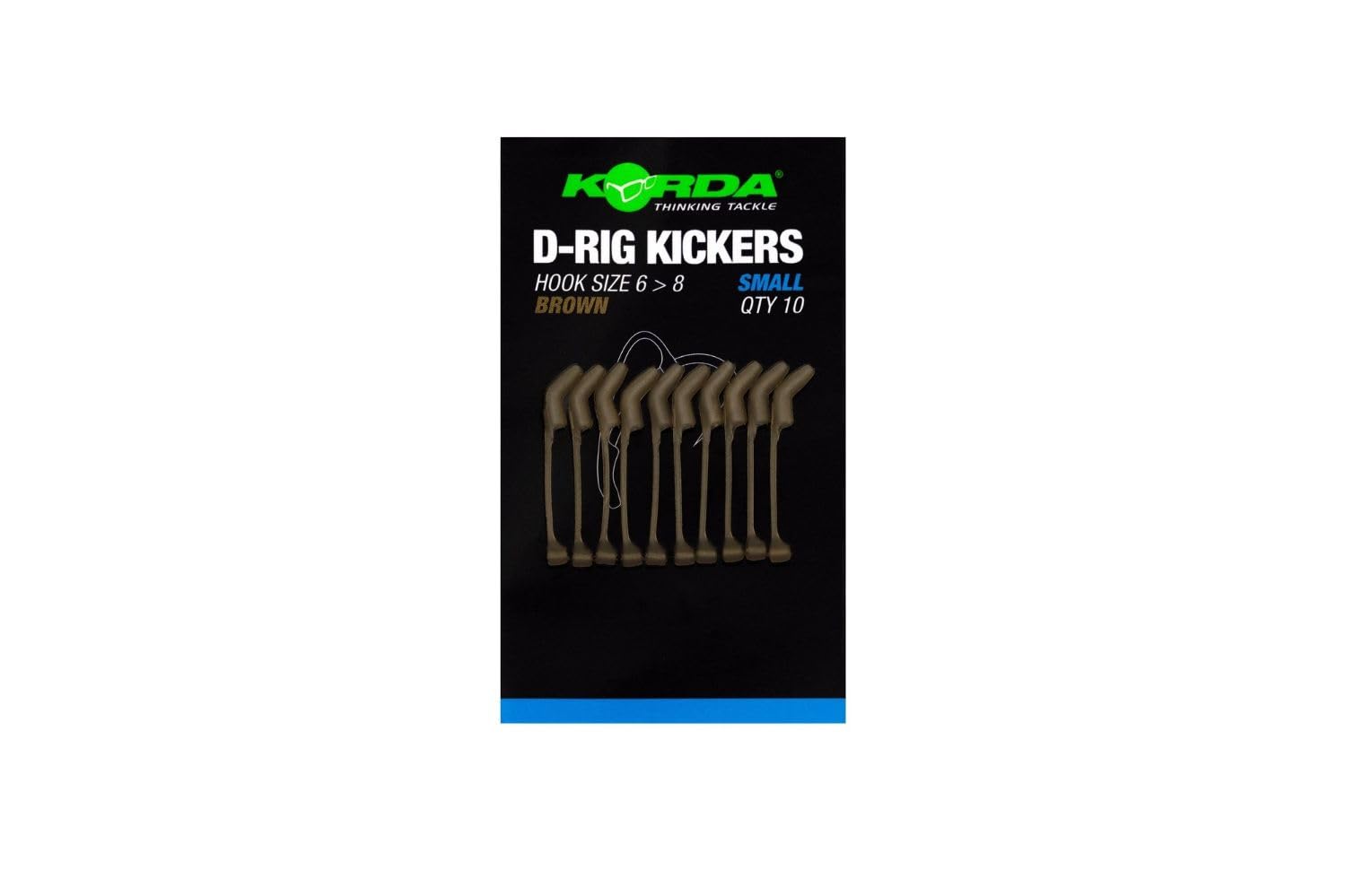 Korda Kickers D Rig Brown Small, 4-Pack, Rubber, Easy to Use, Perfect D-Rigs, Ideal for Spinners, Versatile Hook Sizes, Durable and Reliable, Available in Green and Brown Colores